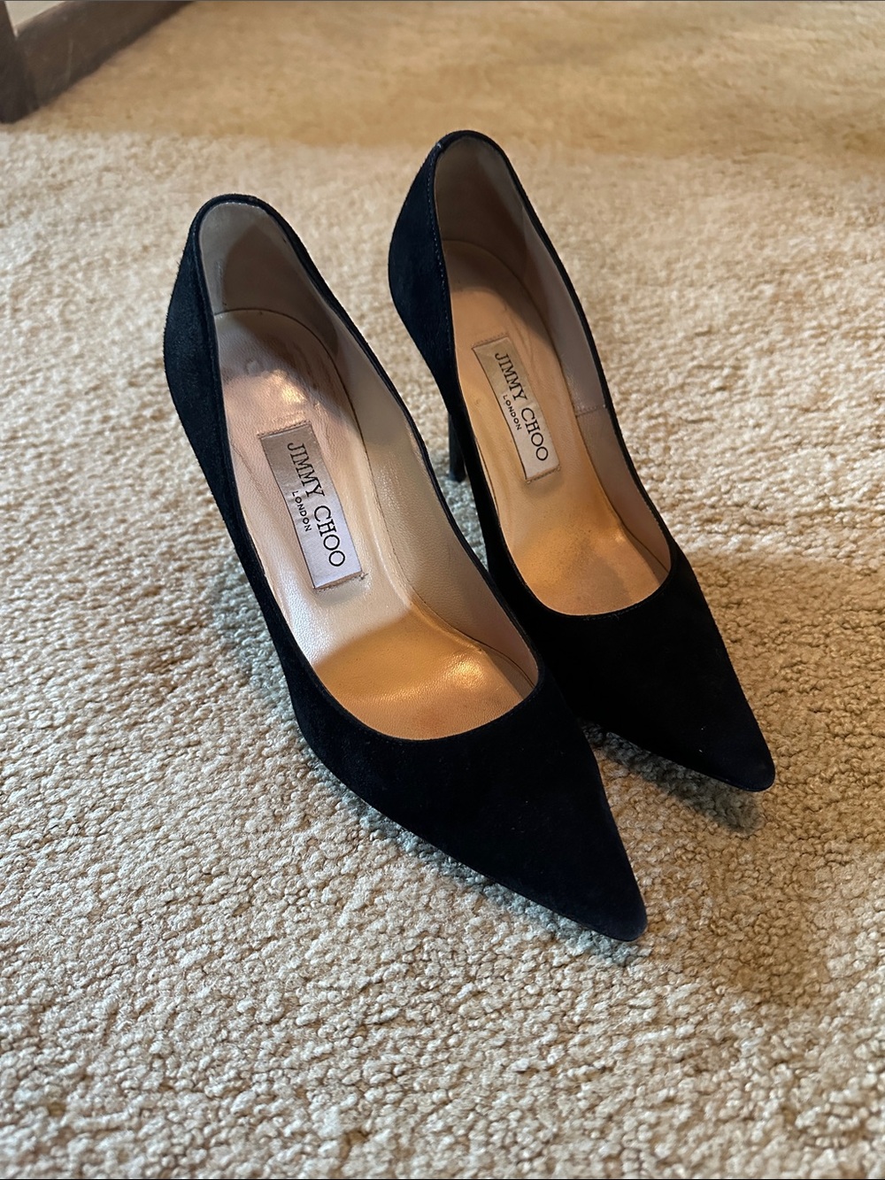 Jimmy Choo Black Suede Pointed-Toe Pumps